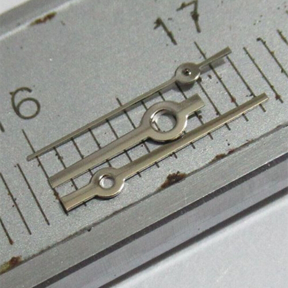 Silver 9.5mm square pointed watch hands set for Miyota 2035 series, precision-crafted replacement parts