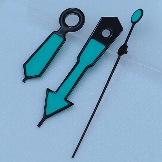 Aiguilles de montre 12,5 mm avec garniture noire et peinture verte luminescente pour NH35, NH36, 7S26 et 7S36