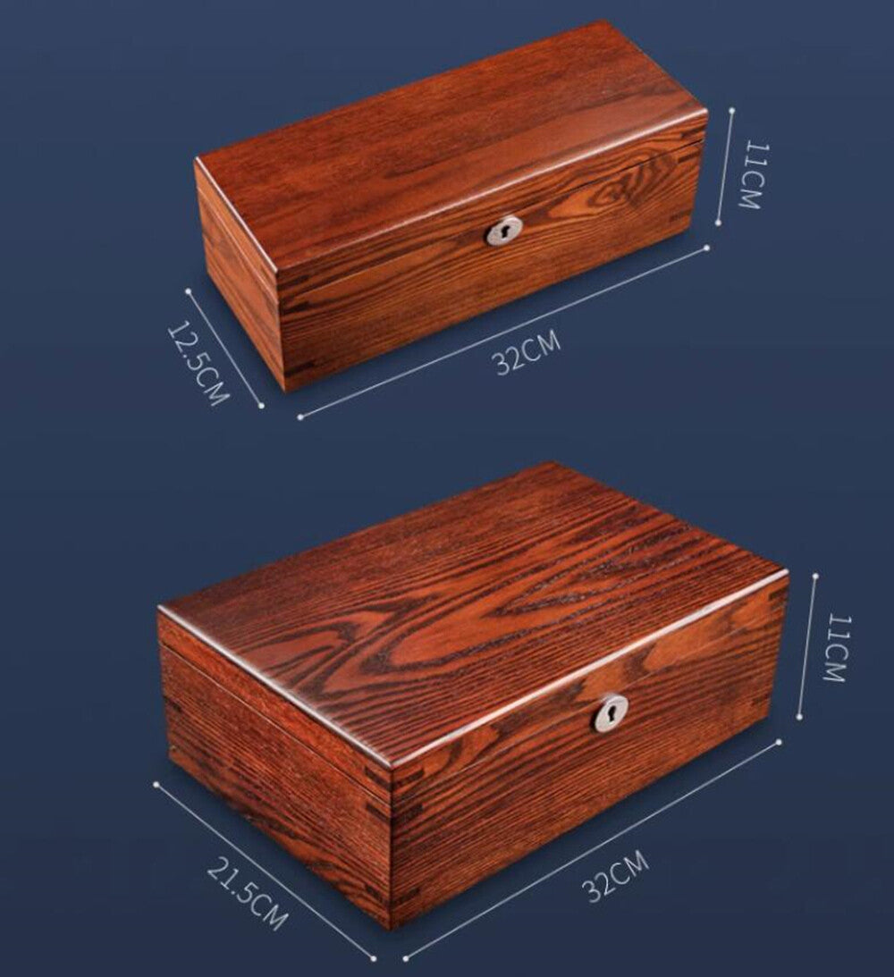 White Waxwood watch case organizer with 6 slots for elegant watch storage.