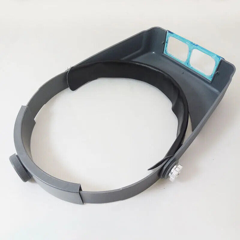Double lens headband magnifier with 4 adjustable magnifications for detailed hands-free tasks.