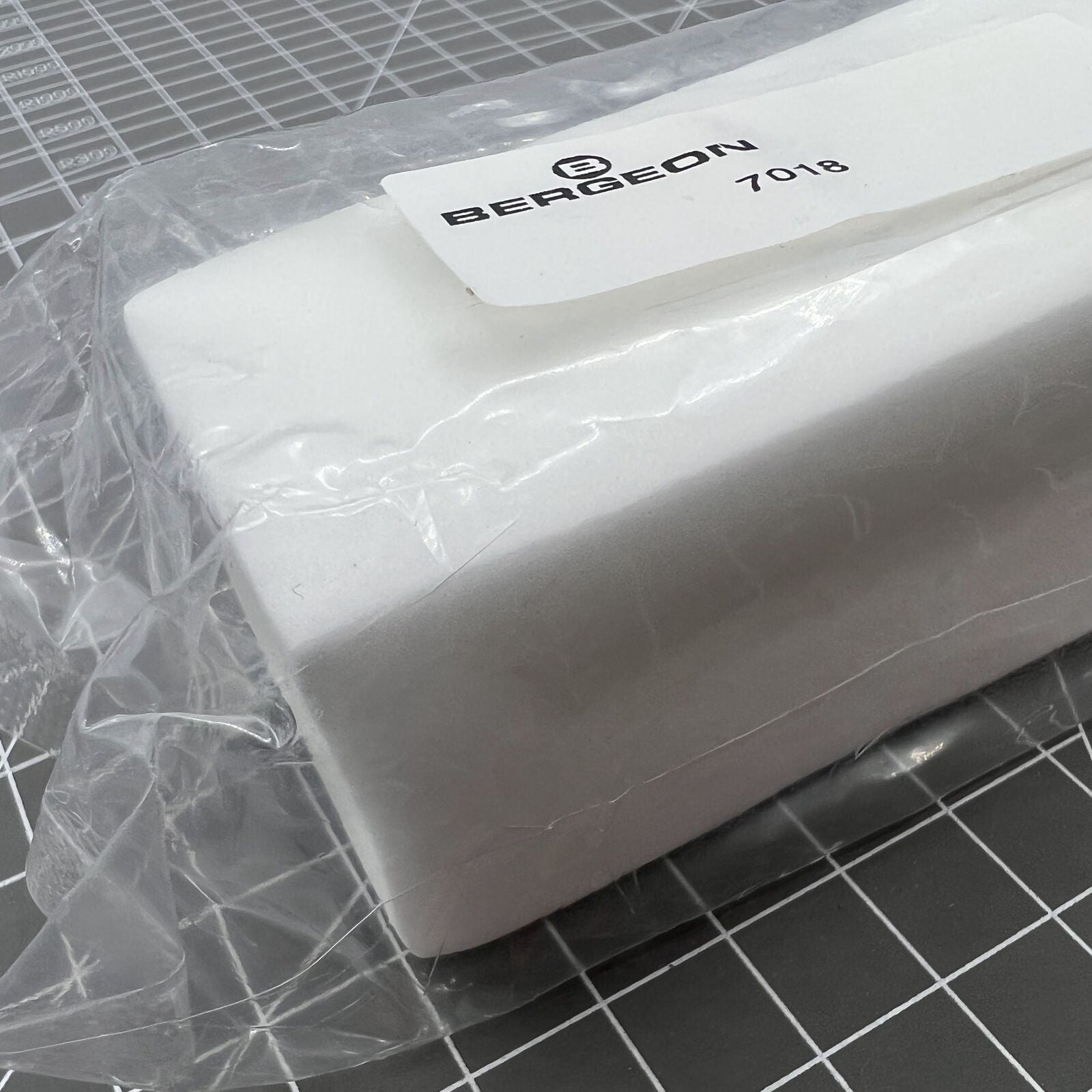 Swiss Bergeon wood alternative sponge block for watchmakers, durable pith replacement tool.