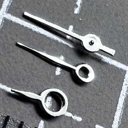 2er Set silberne Uhrzeiger für Miyota 2035 Uhrwerk 7mm 6mm 4mm Längen