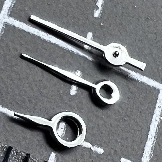 2er Set silberne Uhrzeiger für Miyota 2035 Uhrwerk 7mm 6mm 4mm Längen