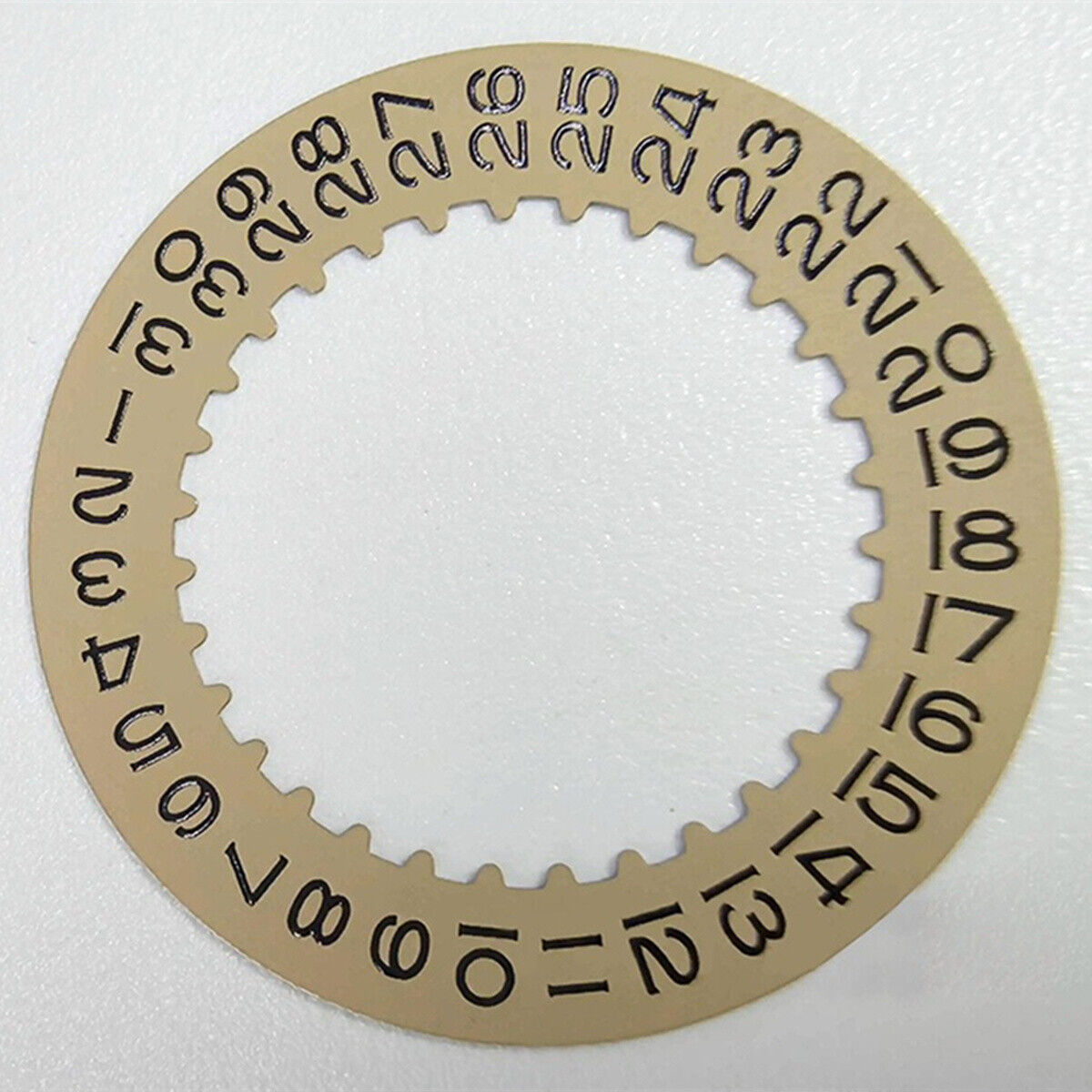 Golden date disk wheel for 3135 movement, generic quality, China made, ideal watch repair accessory.