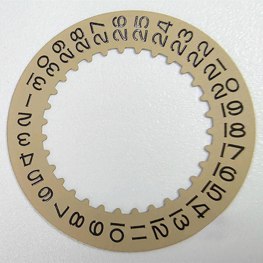 Golden date disk wheel for 3135 movement, generic quality, China made, ideal watch repair accessory.