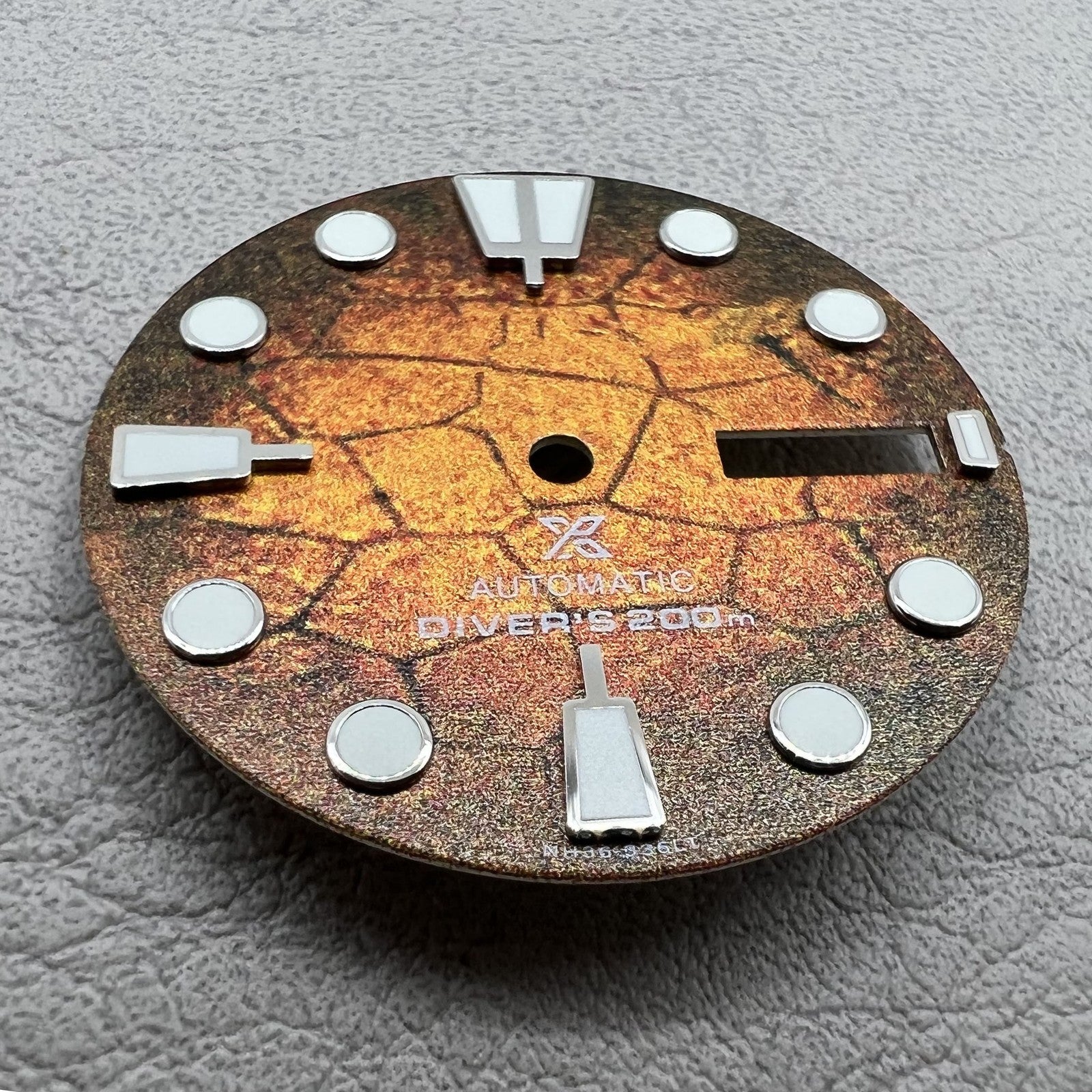Orange Taucheruhr Zifferblatt 28,5mm mit leuchtend gr�nem Akzent, kompatibel mit NH35 NH36 Uhrwerk, ideal f�r Orient Uhren.