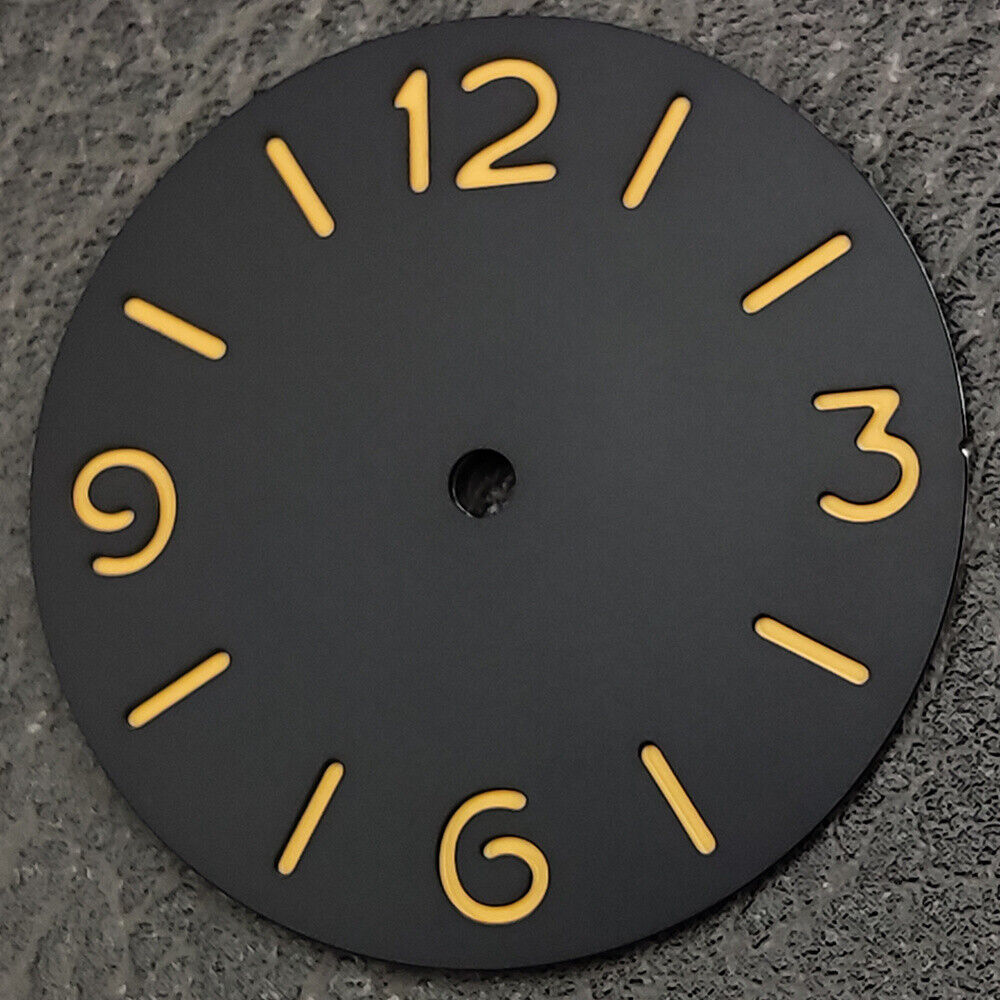 Green luminous black watch dial for ST3600 ETA6497/6498 movement, ideal for custom watch repairs.