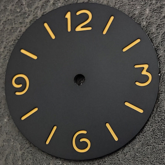 Green luminous black watch dial for ST3600 ETA6497/6498 movement, ideal for custom watch repairs.