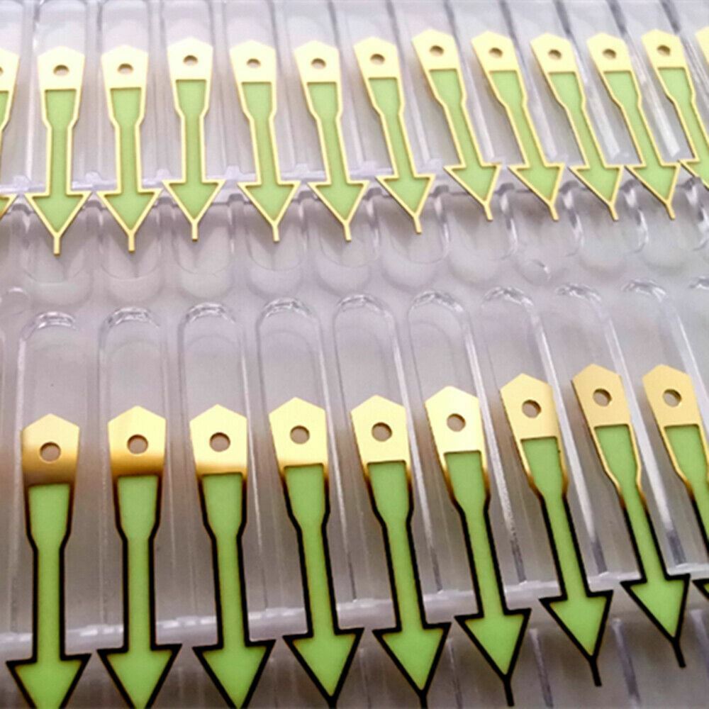 C3 green luminous watch hands set for SKX/SBBN, precision fit with NH35A/NH36A movement.