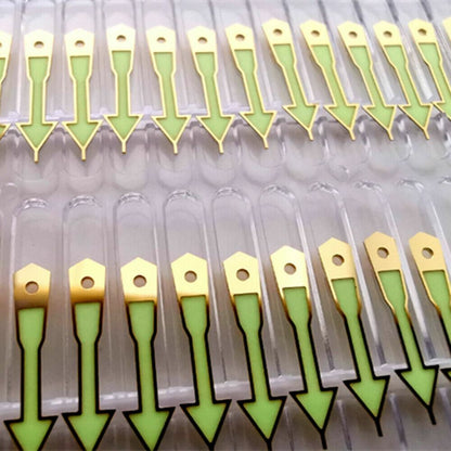 C3 green luminous watch hands set for SKX/SBBN, precision fit with NH35A/NH36A movement.