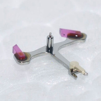 Silver metal 80-hour pallet fork for C07.611 movement by Swiss Made, precise watch component.