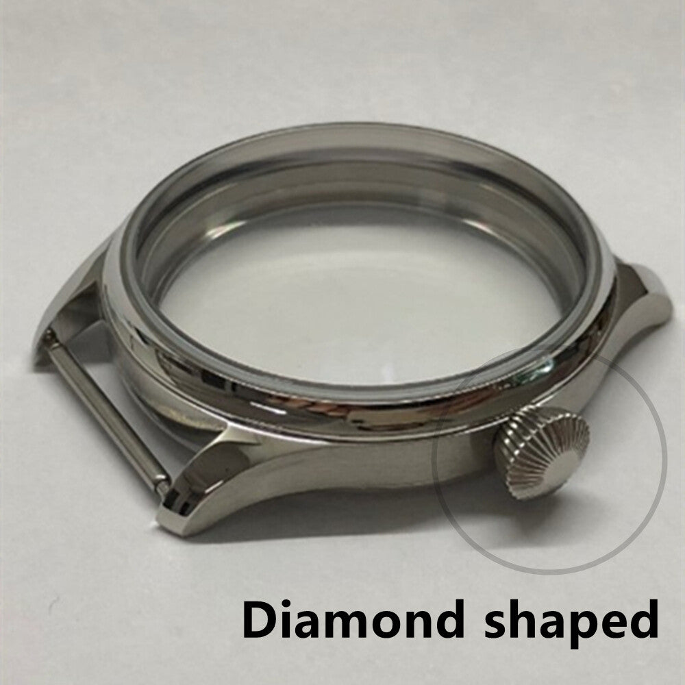 Boîtier de montre 44 mm en verre minéral 316L pour Seagull ST3600/ST3621/<tc>ETA</tc>6497/<tc>ETA</tc>6498