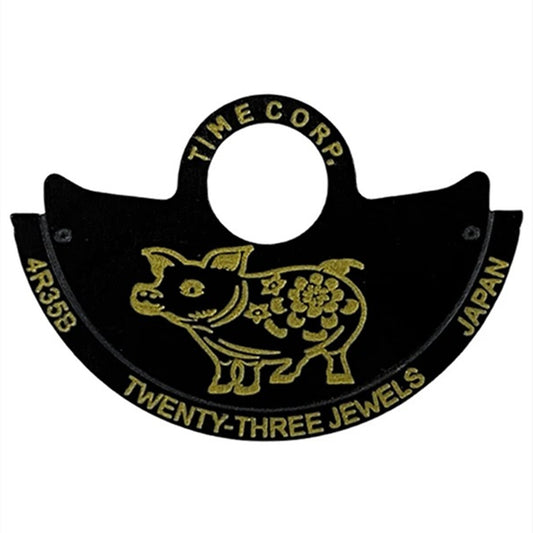 Pig China Zodiac black rotor overlay featuring detailed design for NH35 NH36 watch movement.