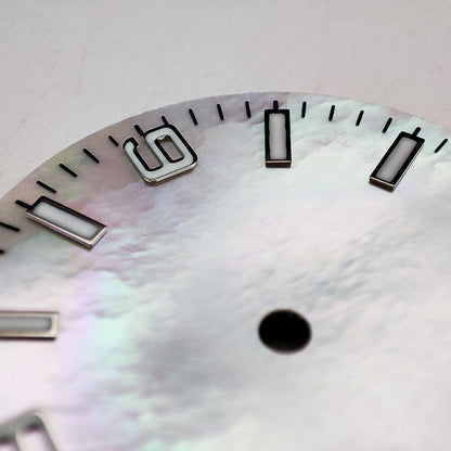 28.5mm Green lume numeral watch dial, compatible with NH35 4R35 automatic movement.