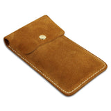 Brown Cowhide Watch Storage Bag Single Watch Portable Travel Pocket + Lining