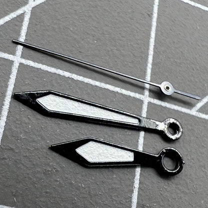 Aiguilles de montre peintes en blanc, garniture noire de 12 mm, pour mouvement à quartz Ronda 515