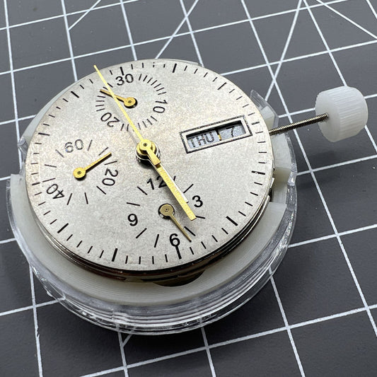 New China SHANGHAI 7750 automatic watch accessory with mechanical movement and day-date display at 9 o'clock.