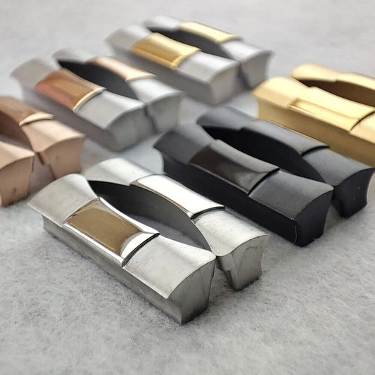 Set of 2 curved end link connections for Daytona watch bands, fits 20/21mm width, durable metal accessories.