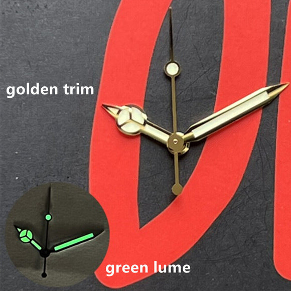 12.5mm Golden Trim C3 BGW-9 Green Lume Watch Hands for SKX/SBBN NH35A/NH36