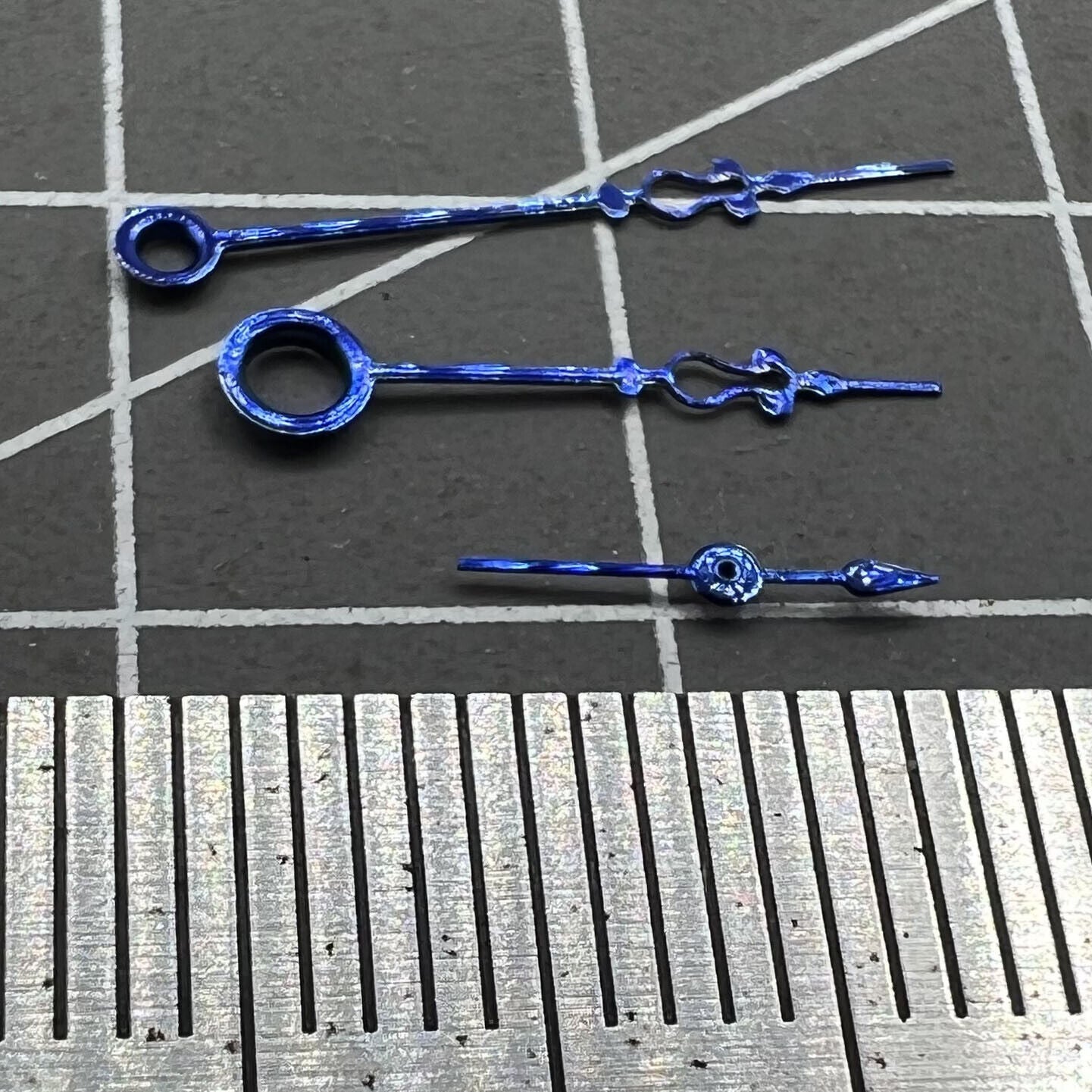 Blue floral watch hands designed for Seagull ST3600/ST3621 and ETA6497/6498 movements, elegant replacement parts.