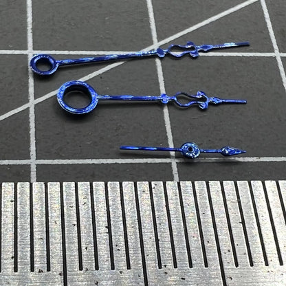 Blue floral watch hands designed for Seagull ST3600/ST3621 and ETA6497/6498 movements, elegant replacement parts.