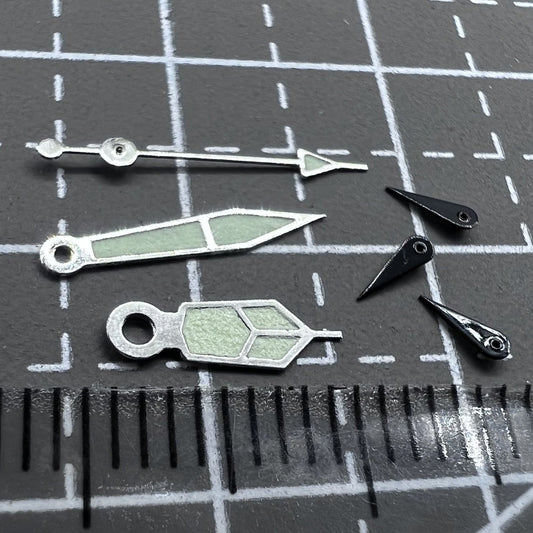 2 Sets/Pack 11mm Black Small Second Hands Silver Trim Hands for VD53 VD54 VD57