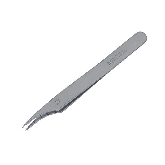 Horotec MSA12.300-14 carbon steel tweezers 110mm for precise watch hand removal and holding.