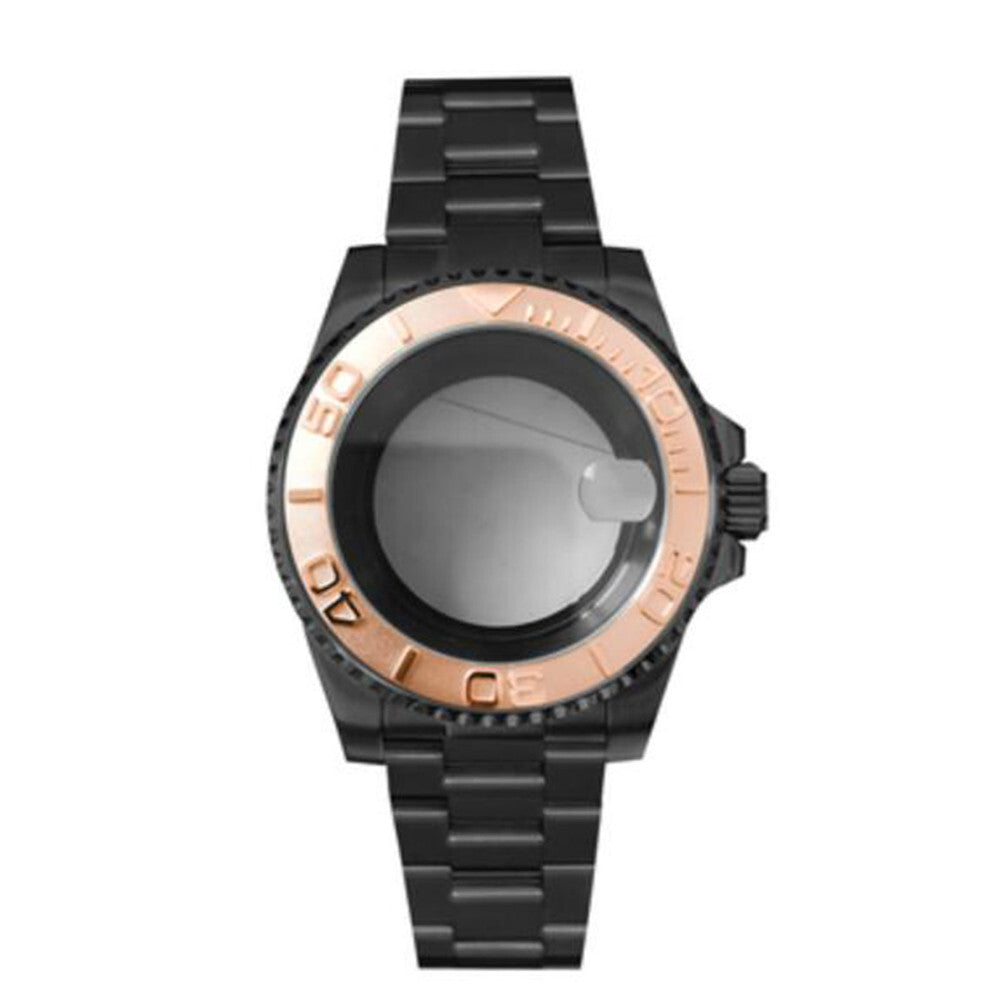 PVD Black SUB Watch Case+Strap 40mm Sapphire Glass 5ATM Waterproof for NH35/NH36