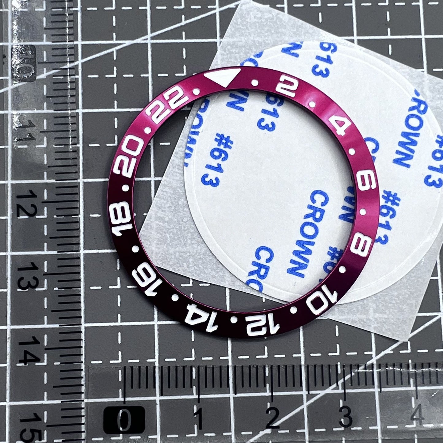 38mm Aluminium GMT Lünetteinlage Mit Roten Zahlen Für RLX Uhr