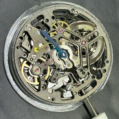 Hangzhou 75DOA hollow black watch movement with small second at 7, precise auto mechanical design.
