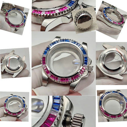 Jewelled 41MM stainless steel watch case and bracelet strap for NH35 movement, durable and stylish.