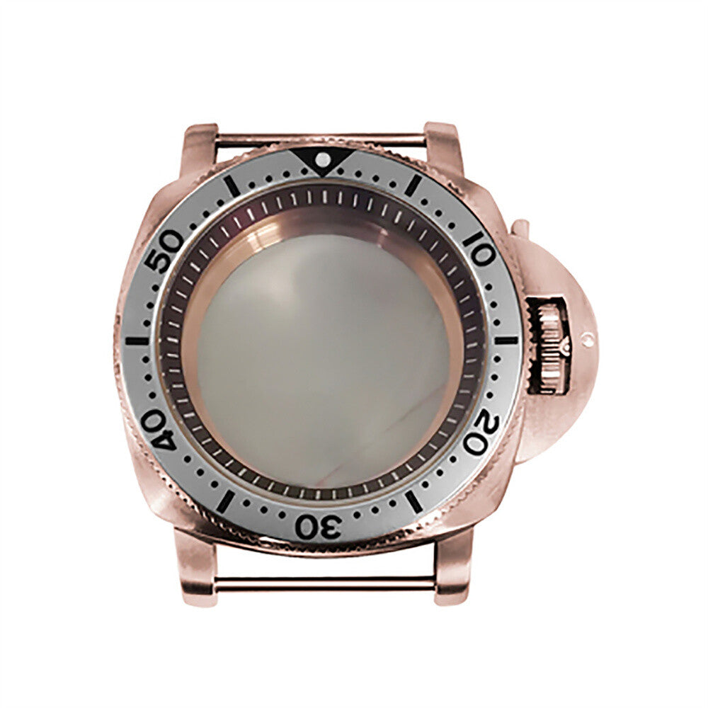 42 mm Mineralspiegel PVD Stahl Roségold Uhrengehäuse für NH35/NH36/4R/7S 