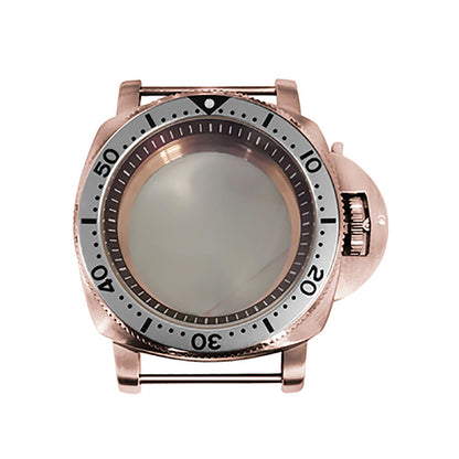 42 mm Mineralspiegel PVD Stahl Roségold Uhrengehäuse für NH35/NH36/4R/7S 