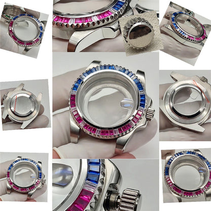 Jewelled 41MM stainless steel watch case with bracelet strap for NH35 movement, durable style.