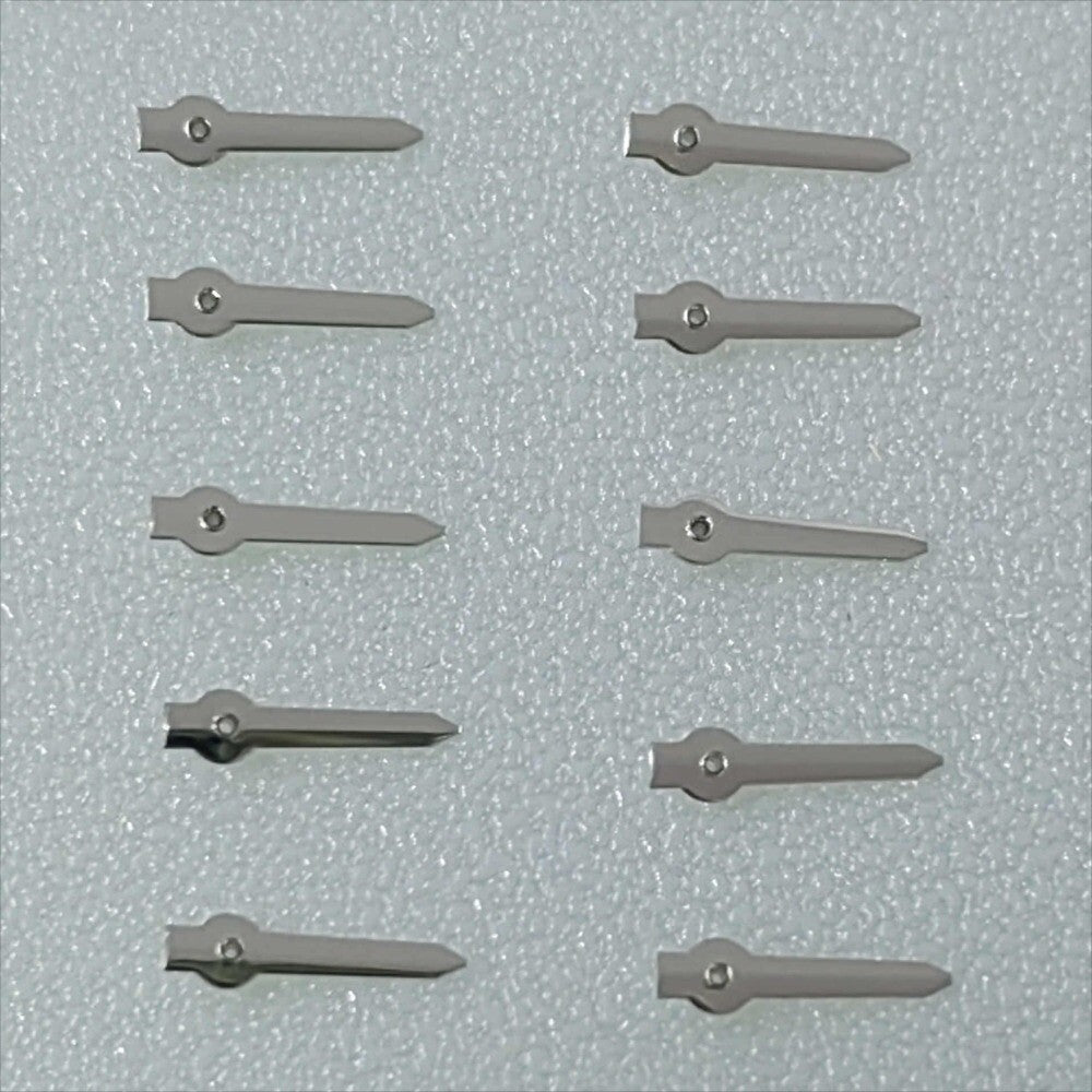 Lot de 10 petites aiguilles de secondes argentées en forme de flèche de 4 mm pour mouvement Miyota OS10 OS20
