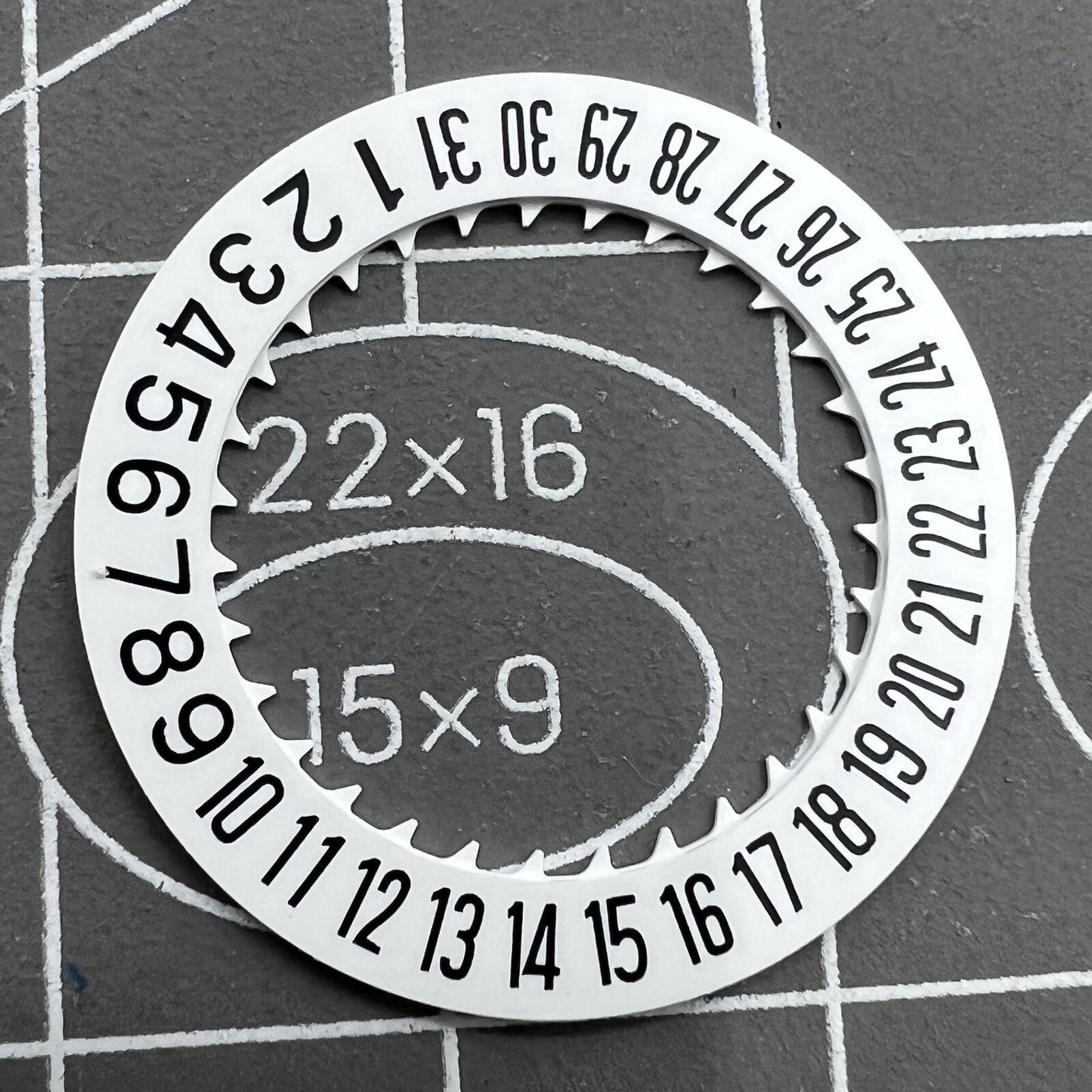 Black font date disk wheel with white background for NH36 movement, date at 6, watch part accessory.
