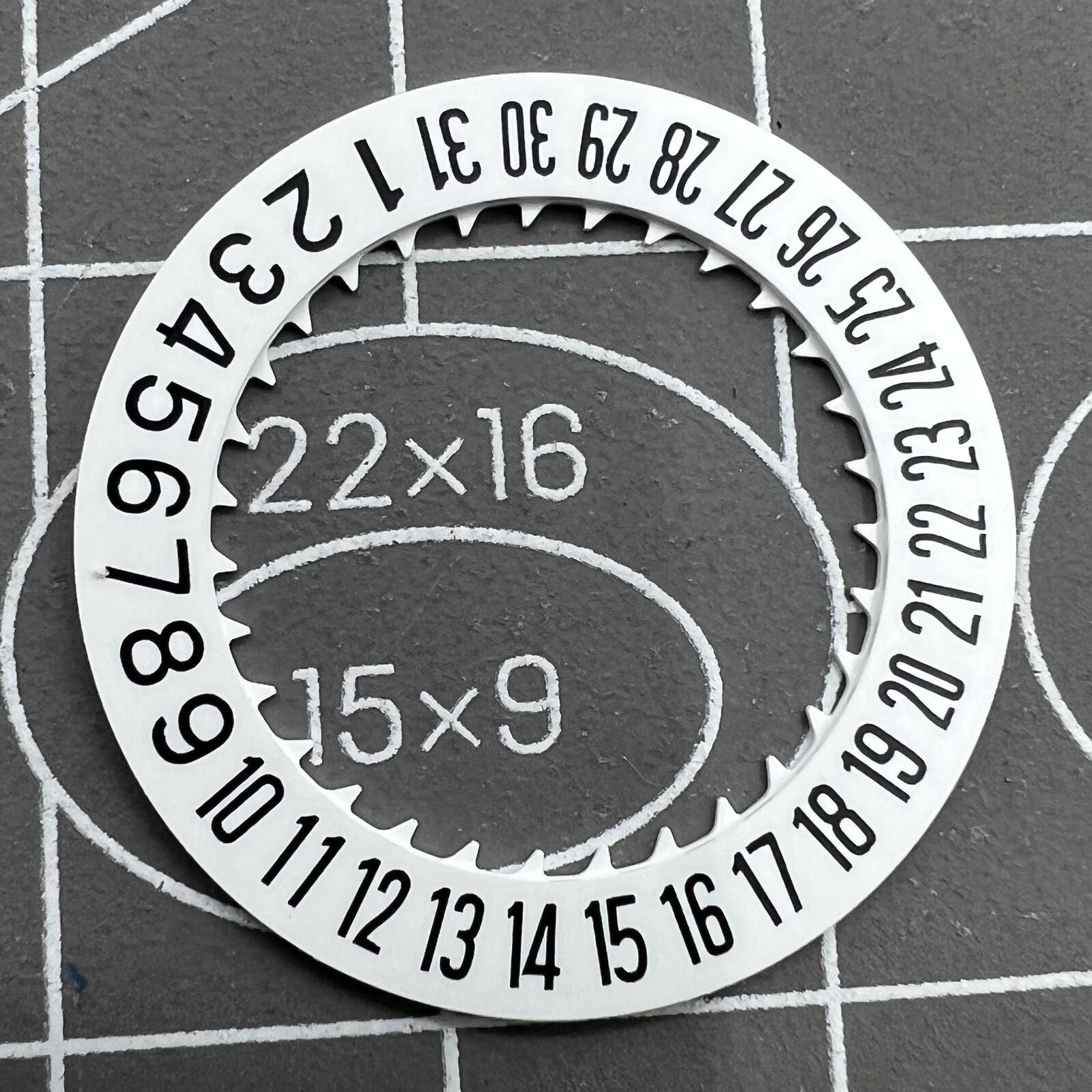 Black font date disk wheel with white background for NH36 movement, date at 6, watch part accessory.