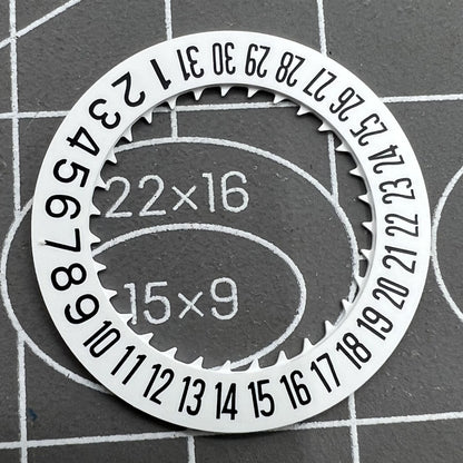 Black font date disk wheel with white background for NH36 movement, date at 6, watch part accessory.