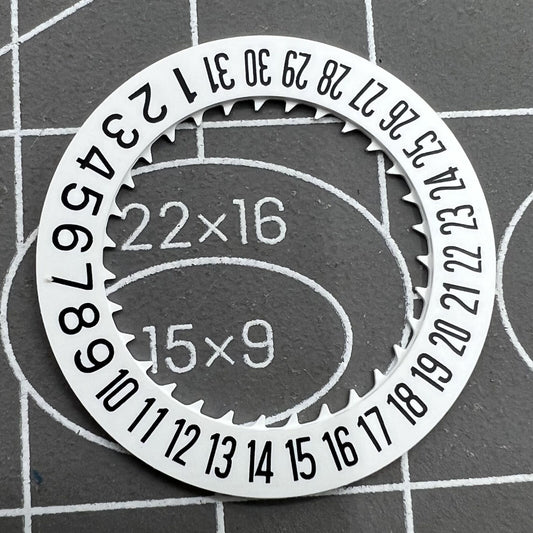Black font date disk wheel with white background for NH36 movement, date at 6, watch part accessory.