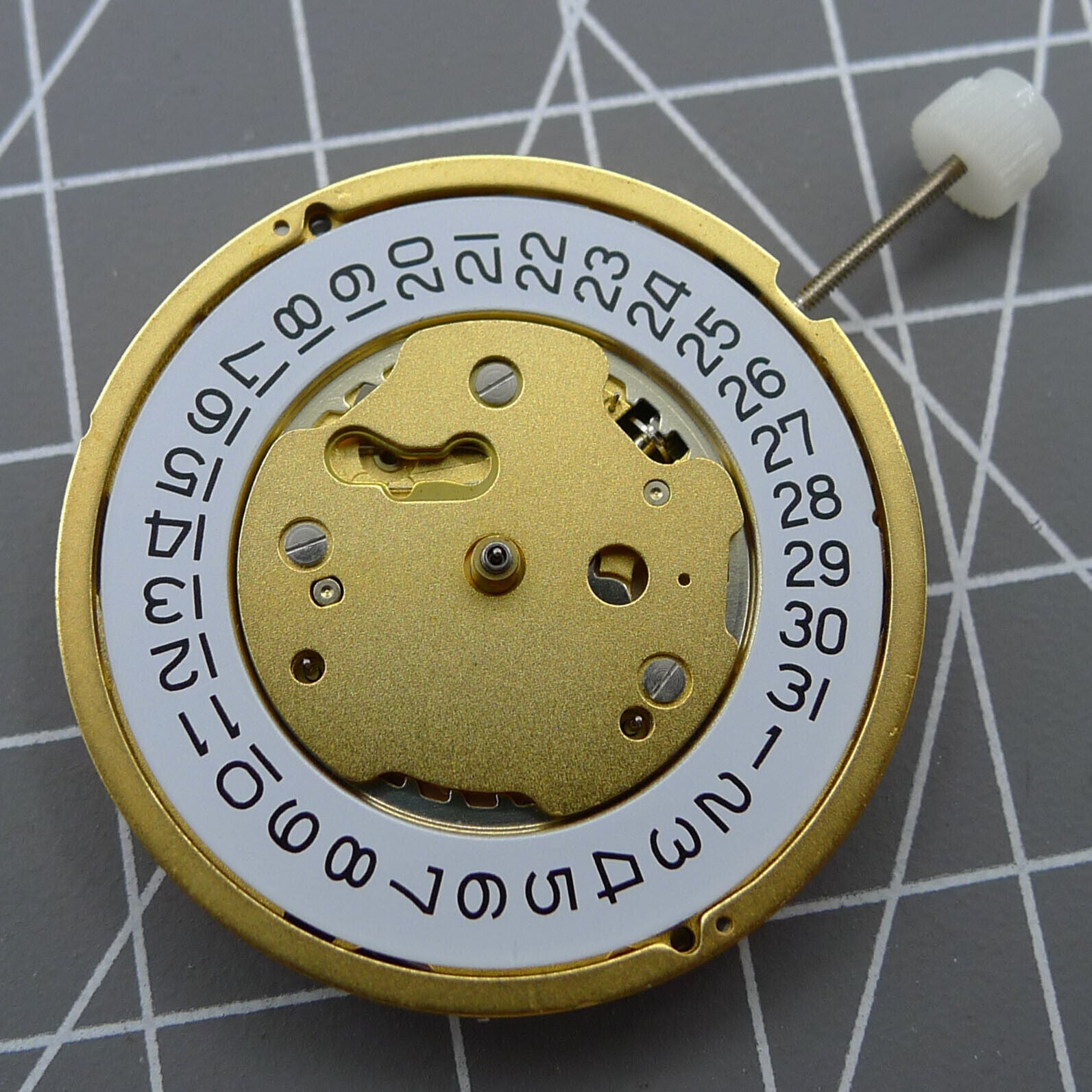 Swiss Made Ronda 5030D quartz watch movement with date display at 4 o'clock for precision timekeeping