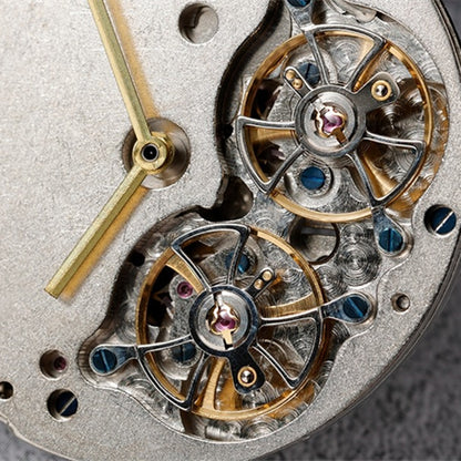 Silbernes, in China hergestelltes, multifunktionales automatisches mechanisches Uhrwerk mit Doppelschwungrad