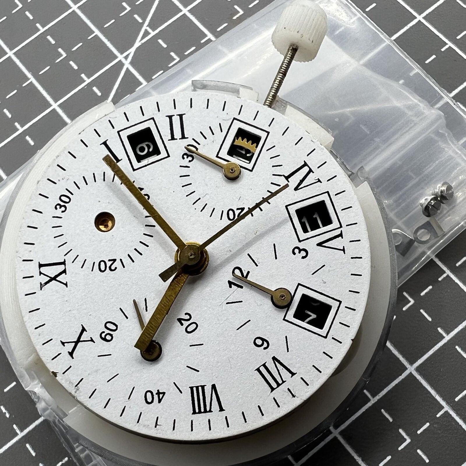 ETA 7750 automatic chronograph movement with single calendar, precise and reliable for watch repairs.