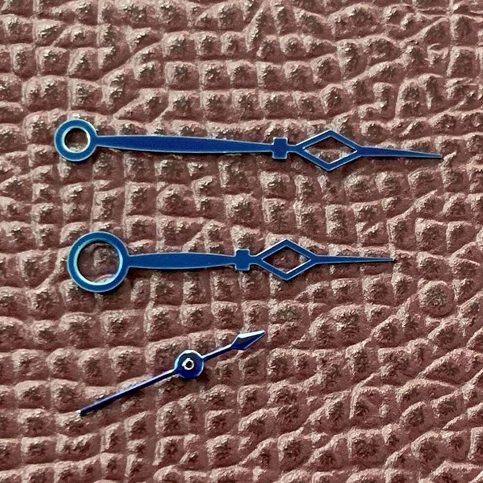 Skeleton-style watch hands set for ETA6497/6498 ST3600 movement, precision-crafted.