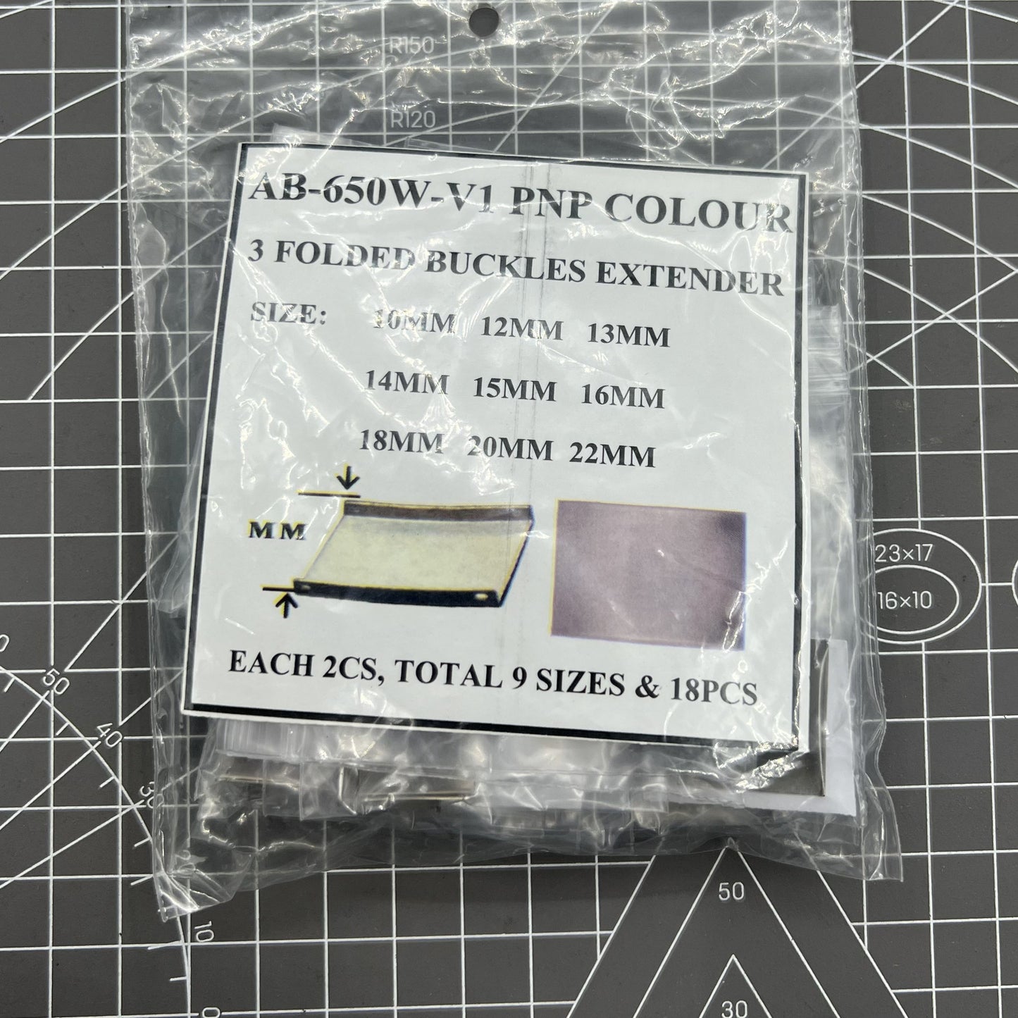 Silver 3-fold watch strap buckle extender, 9 sizes, 18 pieces for adjustable watch bands