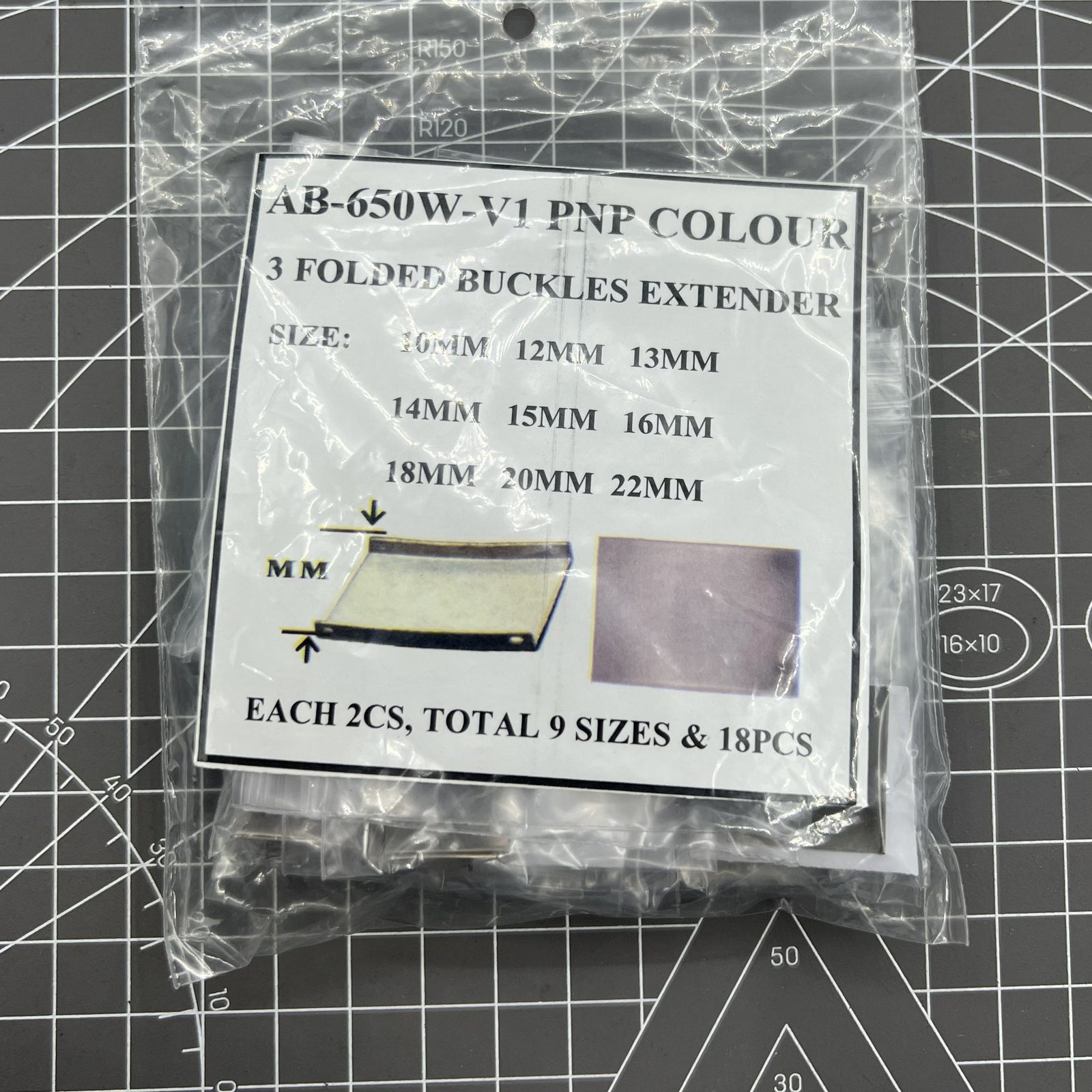 Silver 3-fold watch strap buckle extender, 9 sizes, 18 pieces for adjustable watch bands