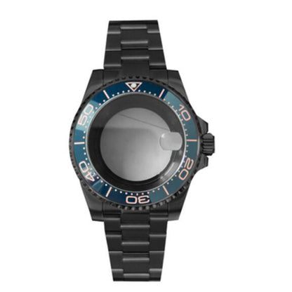 PVD Black SUB Watch Case+Strap 40mm Sapphire Glass 5ATM Waterproof for NH35/NH36