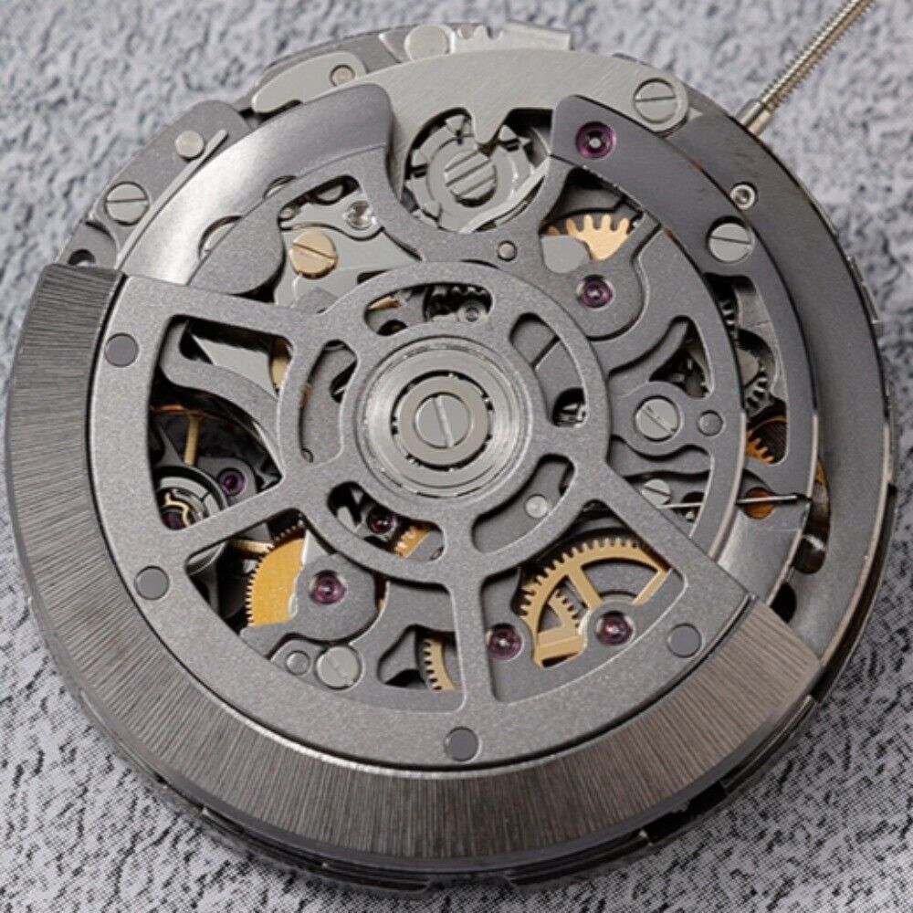 Chinese Hollow Black SL4802 chronograph watch with automatic mechanical movement and 41 jewels design.