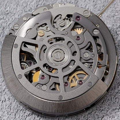 Chinese Hollow Black SL4802 chronograph watch with automatic mechanical movement and 41 jewels design.