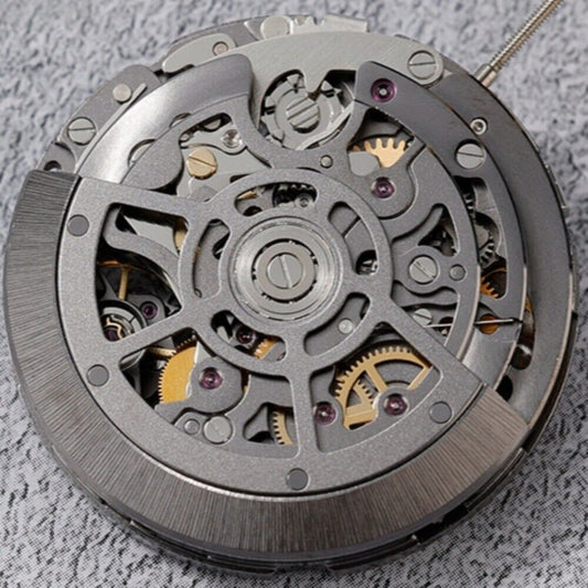 Chinese Hollow Black SL4802 chronograph watch with automatic mechanical movement and 41 jewels design.