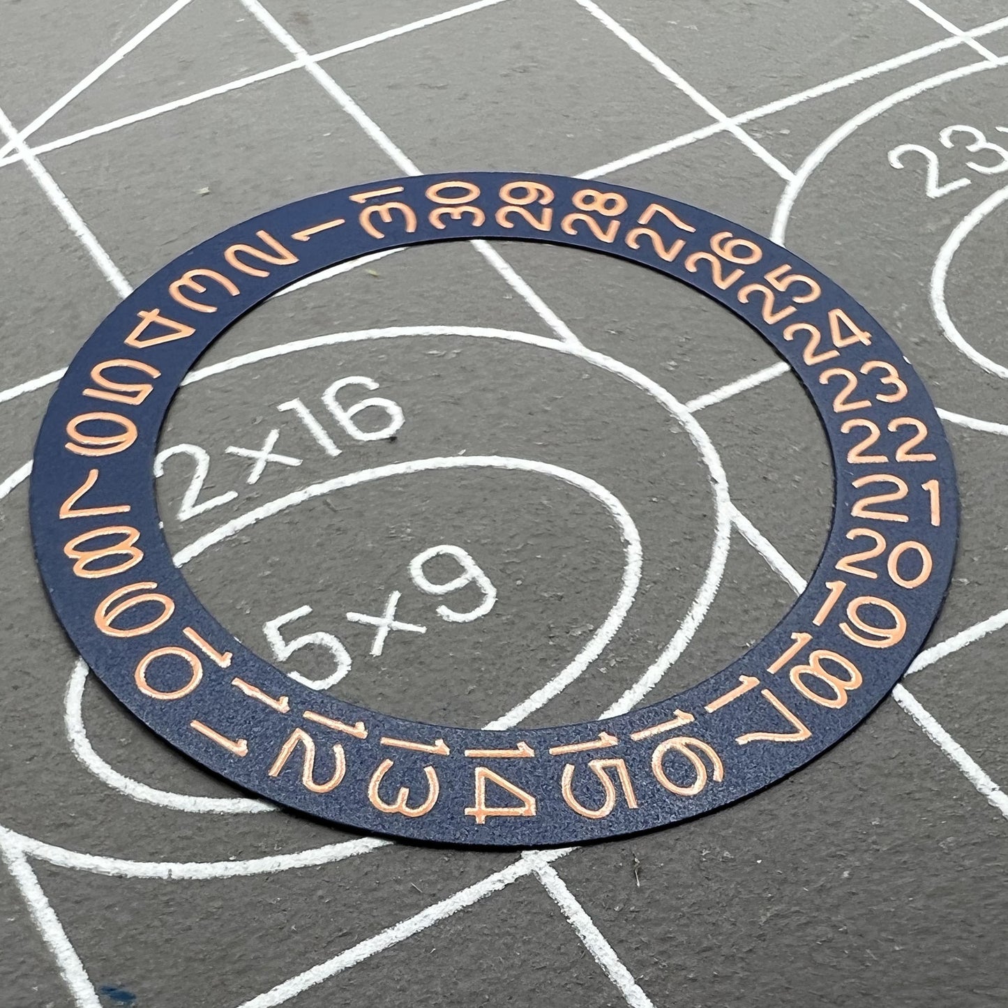 Denim blue background disk with tangerine orange font for Miyota NH35 NH36 watch date wheel